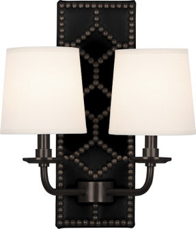 Williamsburg Lightfoot Two Light Wall Sconce in Blacksmith Black Leather w/Nailhead, Deep Patina Bronze (165|Z1035)