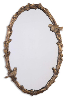 Paza Mirror in Antiqued Gold Leaf w/Gray Glaze (52|13575 P)