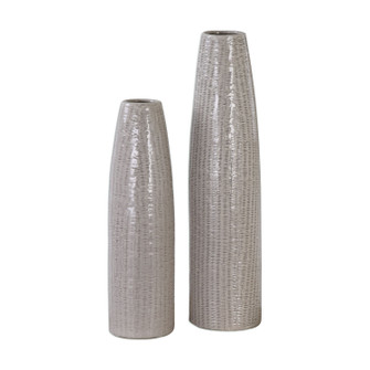 Sara Vases, S/2 in Taupe Glaze w/Darker Brown (52|20156)