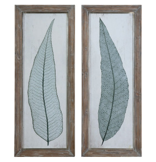 Tall Leaves Wall Art in Wood Look w/Heavy Taupe And Gray Glaze (52|41514)