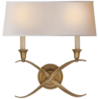 Cross Bouillotte Two Light Wall Sconce in Antique-Burnished Brass (268|CHD 1191AB-NP)