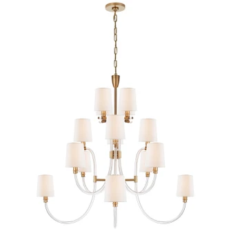 Clarice 16 Light Chandelier in Clear Acrylic with Antique Brass (268|JN 5030CG/AB-L)