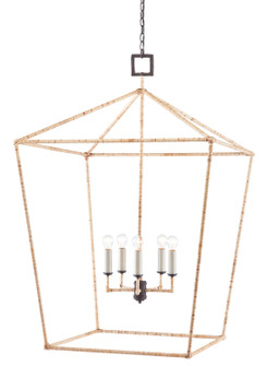 Denison Rattan Five Light Lantern in Mole Black/Natural (142|9000-0871)