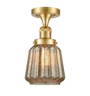 Franklin Restoration One Light Semi-Flush Mount in Satin Gold (405|517-1CH-SG-G146)