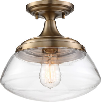Kew One Light Semi Flush Mount in Burnished Brass / Clear (72|60-6797)