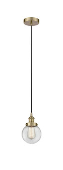 Edison One Light Mini Pendant in Antique Brass (405|616-1PH-AB-G202-6)