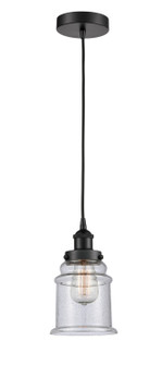 Edison One Light Mini Pendant in Matte Black (405|616-1PH-BK-G184)