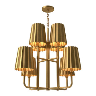 Plisse Eight Light Chandelier in Aged Gold (452|CH528830AG)
