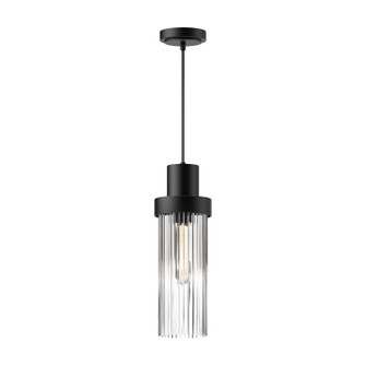 Kent One Light Pendant in Clear Ribbed Glass/Matte Black (452|PD435605MBCR)