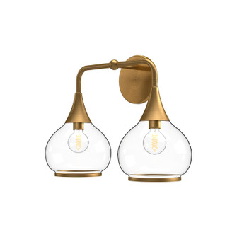 Hazel Two Light Bathroom Fixtures in Aged Gold/Clear Glass (452|VL524217AGCL)