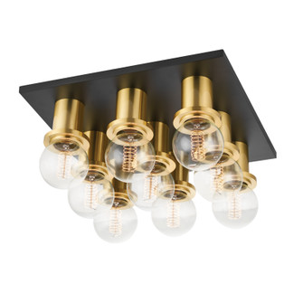 Brandi Nine Light Flush Mount in Aged Brass/Soft Black (428|H526509-AGB/SBK)