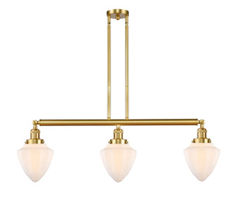 Franklin Restoration Three Light Island Pendant in Satin Gold (405|213-SG-G661-7)