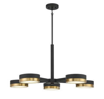 Ashor LED Chandelier in Matte Black with Warm Brass Accents (51|1-1635-5-143)