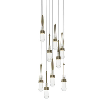 Link Link 9-Light Clear Glass Pendant in Soft Gold (39|131108-SKT-LONG-84-ZM0434)