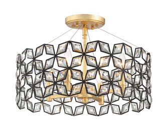 Brookcrest Four Light Semi Flush Mount in Sand Coal w/Gold Leaf (29|N7843-711)
