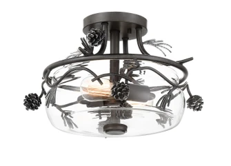 Ponderosa Ridge Two Light Semi Flush Mount in Weathered Spruce w/Silver Highlights (7|2753-694)