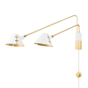 Split Two Light Wall Sconce in Aged Brass/Soft White (70|KBS1752102-AGB/SWH)