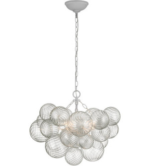 Talia LED Chandelier in Plaster White and Clear Swirled Glass (268|JN 5110PW/CG)