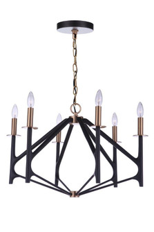 The Reserve Six Light Chandelier in Flat Black/Satin Brass (46|55526-FBSB)