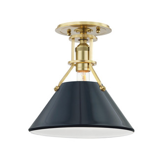 Painted No.2 One Light Semi Flush Mount in Aged Brass/Darkest Blue (70|MDS353-AGB/DBL)