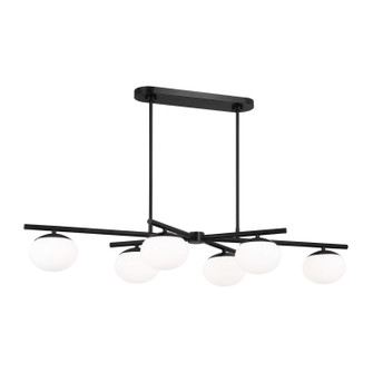 Lune Six Light Linear Chandelier in Aged Iron (454|EC1276AI)