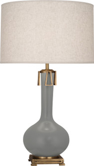 Athena One Light Table Lamp in Matte Smokey Taupe Glazed Ceramic w/Aged Brass (165|MST92)