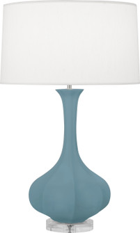 Pike One Light Table Lamp in Matte Steel Blue Glazed Ceramic w/Lucite Base (165|MOB96)