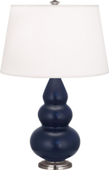 Small Triple Gourd One Light Accent Lamp in Matte Midnight Blue Glazed Ceramic w/Antique Silver (165|MMB32)