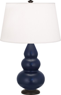 Small Triple Gourd One Light Accent Lamp in Matte Midnight Blue Glazed Ceramic w/Deep Patina Bronze (165|MMB31)