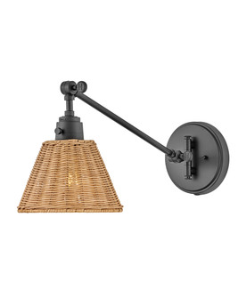 Arti One Light Wall Sconce in Black with Light Natural Rattan Shade (13|3690BK-NAT)