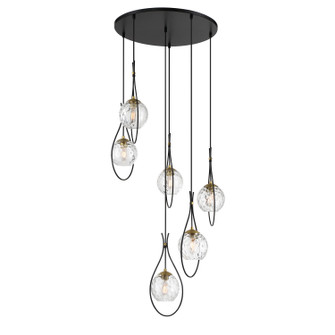 Cody Six Light Pendant in Coal And Soft Brass (7|1536-726)