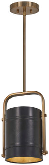 Contrast One Light Mini Pendant in Black Leather on outside (29|N6691-857)