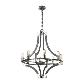 Riveted Plate Eight Light Chandelier in Silverdust Iron (45|15236/8)