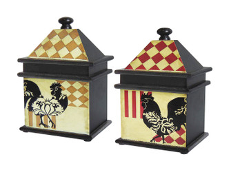 Harlequin Rooster Box in Rooster Motif, Harlequin Checks, Brown, Harlequin Checks, Brown (45|51-9267)