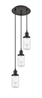 Franklin Restoration Three Light Pendant in Oil Rubbed Bronze (405|113F-3P-OB-G312)