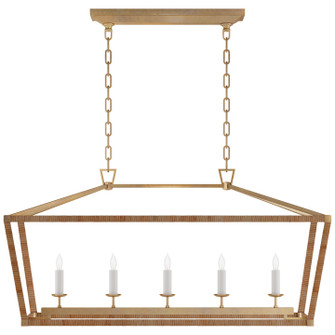 Darlana Wrapped LED Linear Pendant in Antique-Burnished Brass and Natural Rattan (268|CHC 5765AB/NRT)