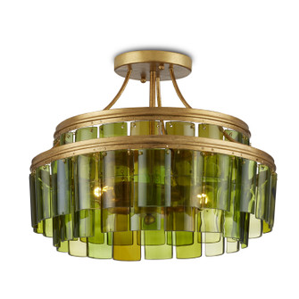 Vintner Three Light Semi-Flush Mount in Green/Contemporary Gold Leaf (142|9000-0984)