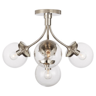 Prescott Four Light Semi Flush Mount in Polished Nickel (268|KS 4407PN-CG)