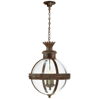 Crown Top Globe Three Light Lantern in Weathered Verdigris (268|CHC 2111WVG-CG)