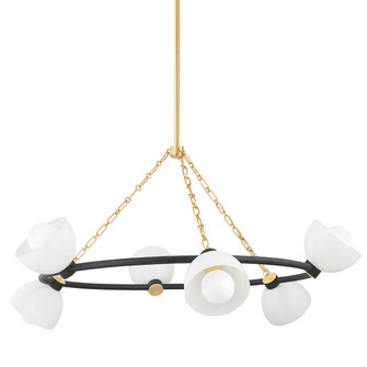 Belle Six Light Chandelier in Aged Brass/Textured Black Combo (428|H724806-AGB/TBK)