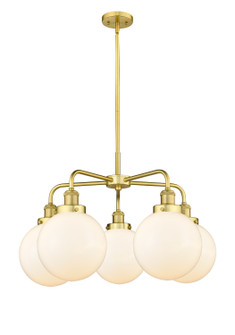 Ballston Urban Five Light Chandelier in Satin Gold (405|916-5CR-SG-G201-8)