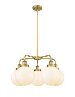 Downtown Urban Five Light Chandelier in Brushed Brass (405|916-5CR-BB-G201-8)