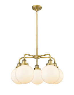 Ballston Urban Five Light Chandelier in Brushed Brass (405|916-5CR-BB-G201-8)