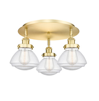Ballston Urban Three Light Flush Mount in Satin Gold (405|916-3C-SG-G324)