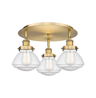 Ballston Urban Three Light Flush Mount in Brushed Brass (405|916-3C-BB-G324)