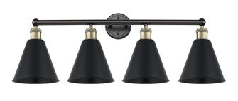 Downtown Urban Four Light Bath Vanity in Black Antique Brass (405|616-4W-BAB-MBC-8-BK)