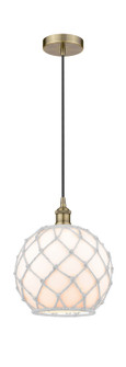 Downtown Urban One Light Pendant in Antique Brass (405|616-1P-AB-G121-10RW)