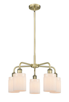 Downtown Urban Five Light Chandelier in Antique Brass (405|516-5CR-AB-G341)