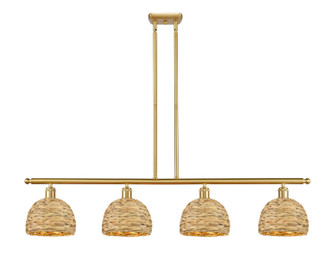 Ballston Four Light Island Pendant in Satin Gold (405|516-4I-SG-RBD-8-NAT)