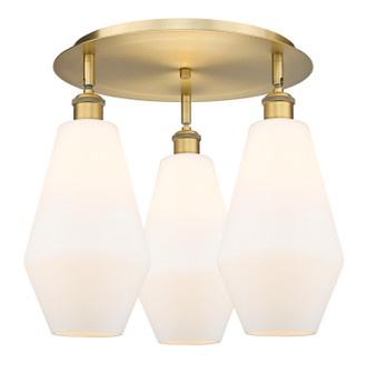 Downtown Urban Three Light Flush Mount in Brushed Brass (405|516-3C-BB-G651-7)